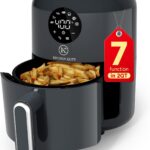 Kitchen Elite® Air Fryer Compact, 7-in-1 Digital Small Airfryer, 90%+ Less Oil, Nonstick & Dishwasher Safe Basket, Easy for Crispy Meals & Snacks, with Tray, Space Saving, Light Sound, Gray