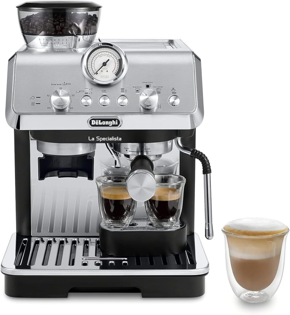 De’Longhi La Specialista Espresso Machine with Grinder, Milk Frother, 1450W, Barista Kit – Bean to Cup Coffee & Cappuccino Maker,Stainless Steel, Black