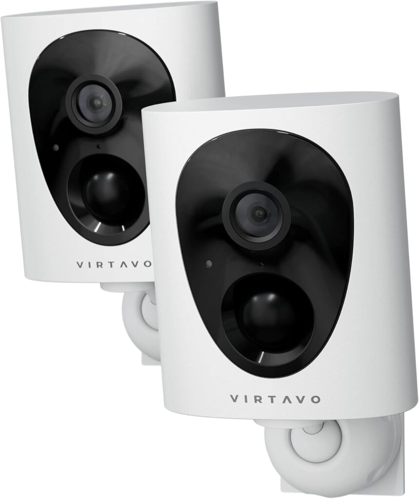virtavo VistaFlask 2K Security Cameras Wireless Outdoor, Battery Powered, AI Motion Detection, for Home Security, Starlight Lens for Colorful Night Vision, Weatherproof, Cloud/SD Storage 2Pack