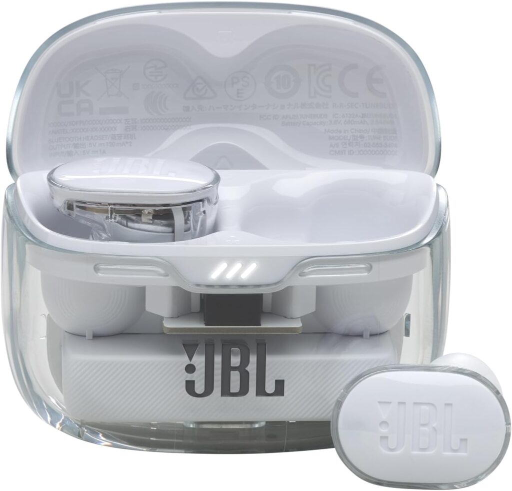 JBL Tune Buds – True Wireless with Active Noise Cancelling in-Ear Earbuds – Ghost Edition White (Renewed)