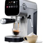 Espresso Machine with Steam Milk Frother Compact Cappuccino Machine with Programmable to Customized Americano Touch Screen Coffee Maker for Latte, Hot Water Stainless Steel