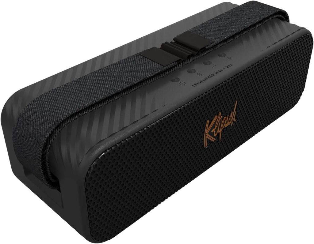 Klipsch The Detroit Portable Bluetooth Speaker with Dual 1″ tweeters and 3″ woofers, IP67 dust and Waterproof Rating, 20 Hours of Playtime for a Premium Live Concert Experience