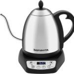 Bonavita 1L Digital Variable Temperature Gooseneck Electric Kettle for Coffee Brew and Tea Precise Pour Control, 6 Preset Temps, Café or Home Use, 1200 Watt, LED Panel, Stainless Steel
