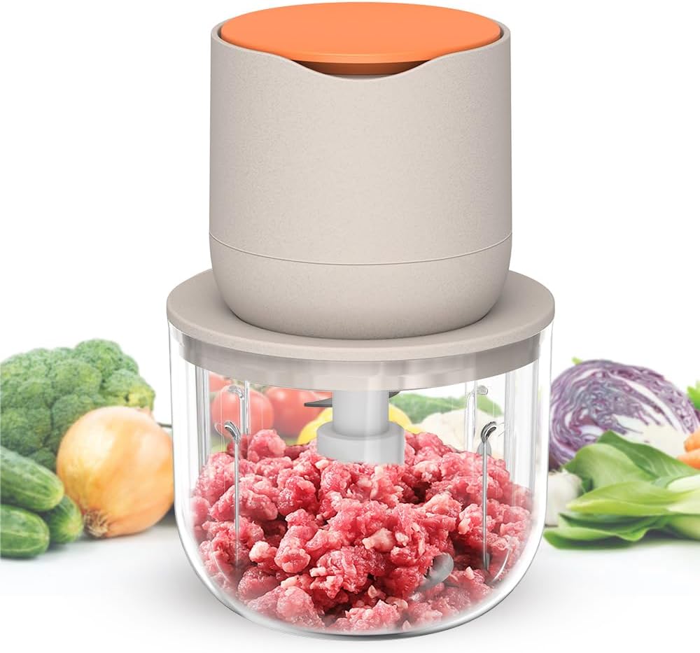 Wireless Electric Food Processor,600ML Electric Food Chopper For Meat,Onions,vegetables,Garlic,Complementary Food, Meat Chopper Blender