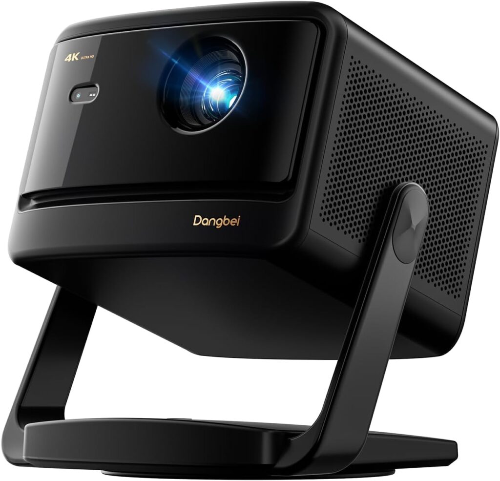 Dangbei DBOX02 Pro 4K Projector GTV, 2000 ISO Lumens, HDR10+, Dolby Audio, 3D Ready, Auto Keystone/Focus, 300″ Screen, WiFi & Bluetooth Home Theater Projector for Bedroom