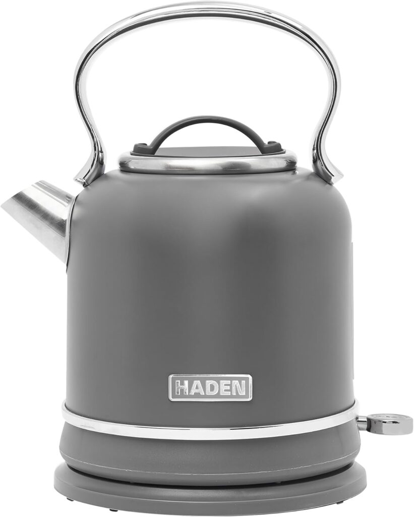Haden Chelsea 1.7 Liter Electric Water Kettle w/ 360-Degree Base, Grey & Chrome