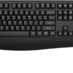 EDJO Wireless Keyboard, 2.4G Ergonomic Full Size Wireless Computer Keyboard with Wrist Rest for Windows, Mac OS Desktop/Laptop/PC（Black）