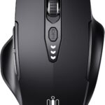 Uineer Wireless Bluetooth Mouse,[Upgraded] Rechargeable (BT 5.0/4.0+2.4G Hz),Computer Mouse with Visible Battery Level, 4 Adjustable DPI, Portable PC Mouse for MacBook Chromebook,Black