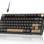 RK ROYAL KLUDGE R75 Wired Gaming Keyboard with Volume Knob, 75% Mechanical Gaming Keyboard Custom Gasket Mount with MDA Profile PBT Keycaps, QMK/VIA, Hot Swappable Silver Switch, Black