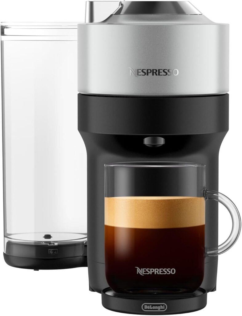 Nespresso Vertuo Pop+ Deluxe Coffee and Espresso Machine by De’Longhi, 120 Volts, Silver