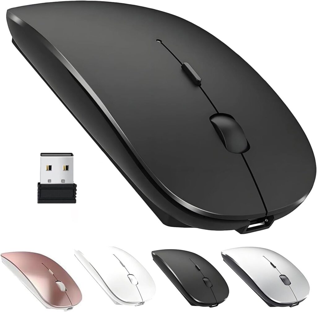 Bluetooth Mouse,Rechargeable Wireless Mouse for MacBook Pro/MacBook Air/Laptop/PC/Mac/iPad pro/Computer,Bluetooth 5.2 + 3.0 +2.4G USB Receiver