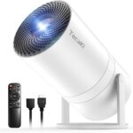 Mini Portable Projector with WiFi and Bluetooth,Support Movie Projector 1080P HD,Auto Keystone Correction,180° Rotatable,Compatible with TV Stick, HDMI, USB, Smartphone, Laptop (White 1)