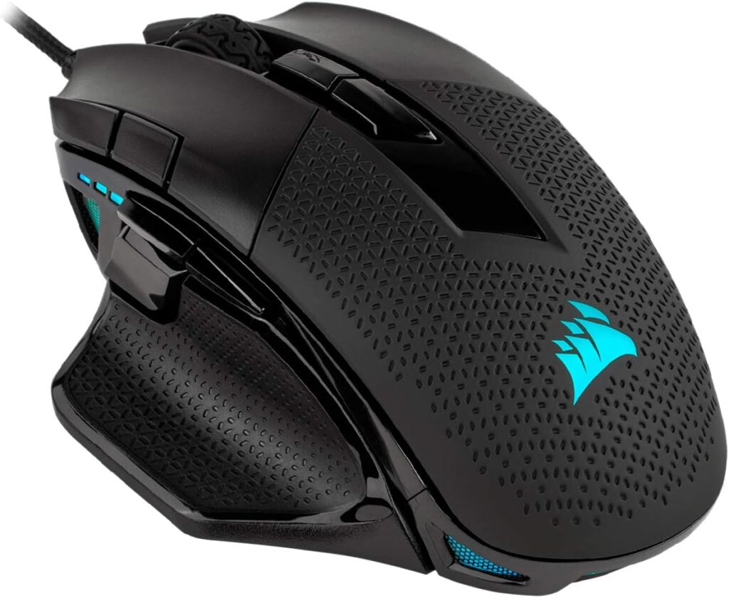 Corsair NIGHTSWORD RGB Gaming Mouse for FPS, MOBA – 18,000 DPI – 10 Programmable Buttons – Weight System – iCUE Compatible – Black