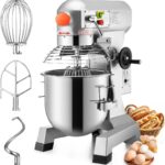 Happybuy 15Qt Commercial Food Mixer with Timing Function, Commercial Mixer 600W Stainless Steel Bowl Heavy Duty Electric Food Mixer Commercial with 3 Speeds Adjustable, Perfect for Bakery Pizzeria