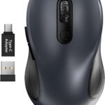Trueque Wireless Mouse for Laptop, 2.4GHz Ergonomic Computer Mouse with Back & Forward Buttons, 3 Adjustable DPI Levels, 6 Buttons, Optical USB Cordless Mice for Windows PC (Gray, 1 Pack)