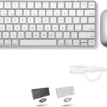 Macally Apple Wireless Keyboard and Mouse for Mac – Dual Mode (Bluetooth + Wired) – Multi-Device, Rechargeable – Mini Wireless Keyboard and Mouse Combo for MacBook, iPad, Mac mini/Air/Pro (Silver)