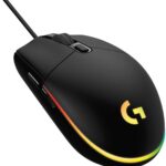 Logitech G203 LIGHTSYNC Wired Gaming Mouse, 8,000 DPI, Rainbow Optical Effect RGB, 6 Programmable Buttons, On-Board Memory, PC/Mac Computer, Laptop Compatible – Black (Renewed)