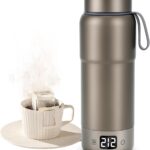 Pure Titanium Travel Kettle,Dual Voltage Portable Electric Kettle 110V-240V Smart Small Water Boiler for Tea & Coffee,12 Temperature Control,Auto Shut Off & Boil Dry Protection (Gray,520ML)