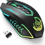 UHURU Wireless Gaming Mouse Up to 12000 DPI, Rechargeable USB-C Wireless Mouse with 7 Buttons 7 Dynamic LED Color Ergonomic Programmable MMO RPG for PC Laptop, Compatible with Windows Mac