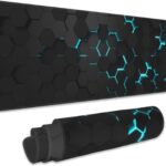 Gaming Mouse Pad, Blue Honeycomb Science Technology Extended Mouse Pad Gaming Large,Big Desk Mat with Non-Slip Base and Stitched Edge,Long Computer Keyboard Mouse Mat for Home Office Work 31.5″x11.8″