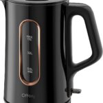 OFFACY Electric Kettle, Double Wall Glass Inner, Hot Water Boiler Heater Pot, 1.5-Liter, 1200 Watts for Fast Boiling, 53oz BPA Free, Glossy Black
