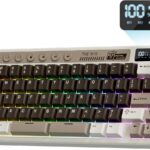RK ROYAL KLUDGE M70 Wireless Mechanical Keyboard with Macro Keys 2.4GHz/Bluetooth/Wired 75% Gaming Keyboard with 6000mAh Battery Gasket-Mount Display & Knob RGB Hot-Swappable Linear Cream Switch
