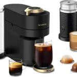 Nespresso Festive Vertuo Pop+ Deluxe Coffee and Espresso Maker by Breville with Milk Frother, Matte Black Gold
