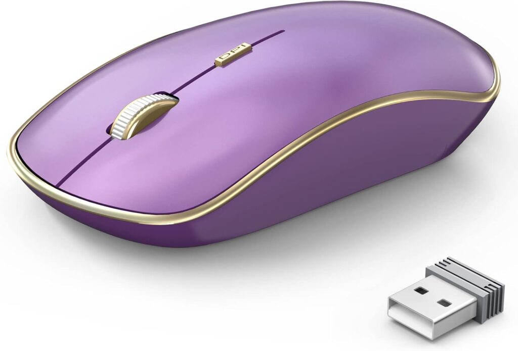 JOYACCESS Wireless Mouse – 2.4G Portable & Ergonomic with 5 DPI Levels for Desktop, Notebook, PC & Laptop (Purple)