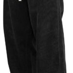 Mens Corduroy Casual Pants Fashion Loose Fit Wide Leg Pants Straight Sweatpants Elastic Waist Drawstring