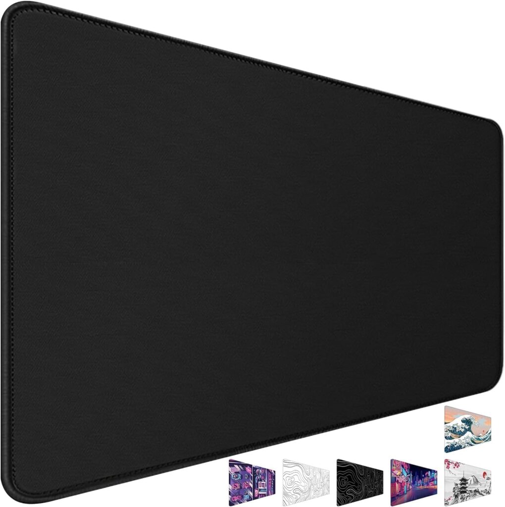 Large Mouse Pad, Desk Mat Office Desk Pad Gaming Mouse Pad with Stitched Edges, 31.5″ x 15.7″ Mousepad with Non-Slip Waterproof Rubber Base for PC Laptop Desk Home Office Accessories, Black
