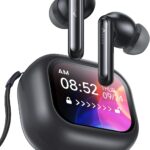 Wireless Bluetooth Earbuds: White Elephant Gifts Stocking Stuffers for Adults/Teens/Men, 13mm Drivers Hi-Fi Deep Bass, 30H Playtime, Touchscreen Control, Mic for Calls, IPX5 Water-Resistant, Black