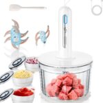 Glass Food Processor with 4 Blades & 4 Bowls (8 Cup + 3×0.5 Cup), Small Food Processor& Meat Grinder – Compact Design for Meal Prep, Baby Food, Sauces – Dishwasher Safe