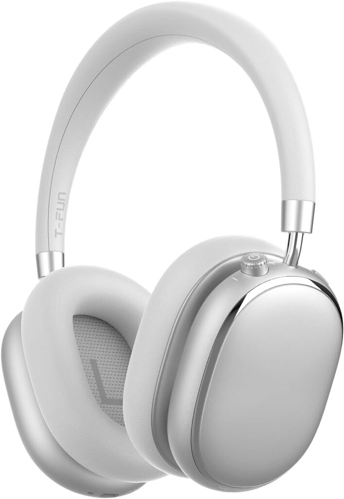 T-Fun NC95 Hybrid Active Noise Cancelling Headphones with Knob Control, 65H Playtime Over Ear Headphones Wireless Bluetooth 5.3, App Control, Hi-Res Audio, Comfort Fit, Clear Calls for Travel/Workout