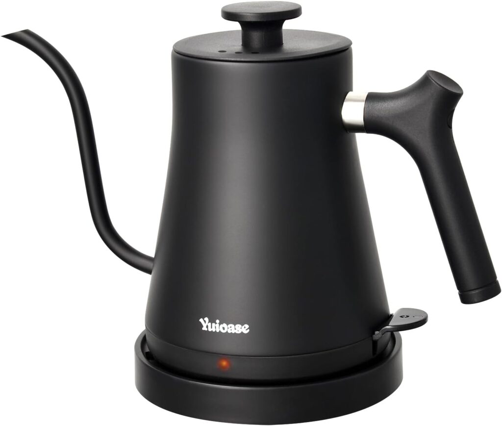 Electric Gooseneck Kettle, 304 Stainless Steel Coffee Kettle, Auto Shutoff Anti-dry Protection, Classic Pour-over Coffee & Tea,Matte Black 1.0L-1200W Fast Boiling Water Boiler by YUIOASE