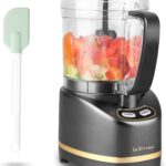 La Reveuse Electric Mini Food Processor with 200 Watts 2-Cup Prep Bowl for Mincing Chopping Grinding Blending Pureeing (Metallic Grey)