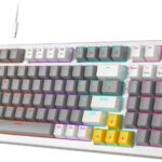 AK96 Smart Mechanical Keyboard Gaming, 96 Keys Full Size with LED Colorful Backlit, Clicky Creamy Sounding, USB Wired Computer Keyboard with Volume Knob for PC, Mac, Windows(Grey)