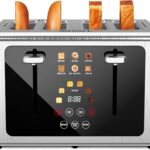 whall 4 Slice Touch Screen Toaster, Stainless Steel Toasters Digital Timer, Dual Control Panel Toasters,6 Shade Settings&6 Bread Types, Smart Wide Slots, Bagel, Cancel, Defrost,Silver