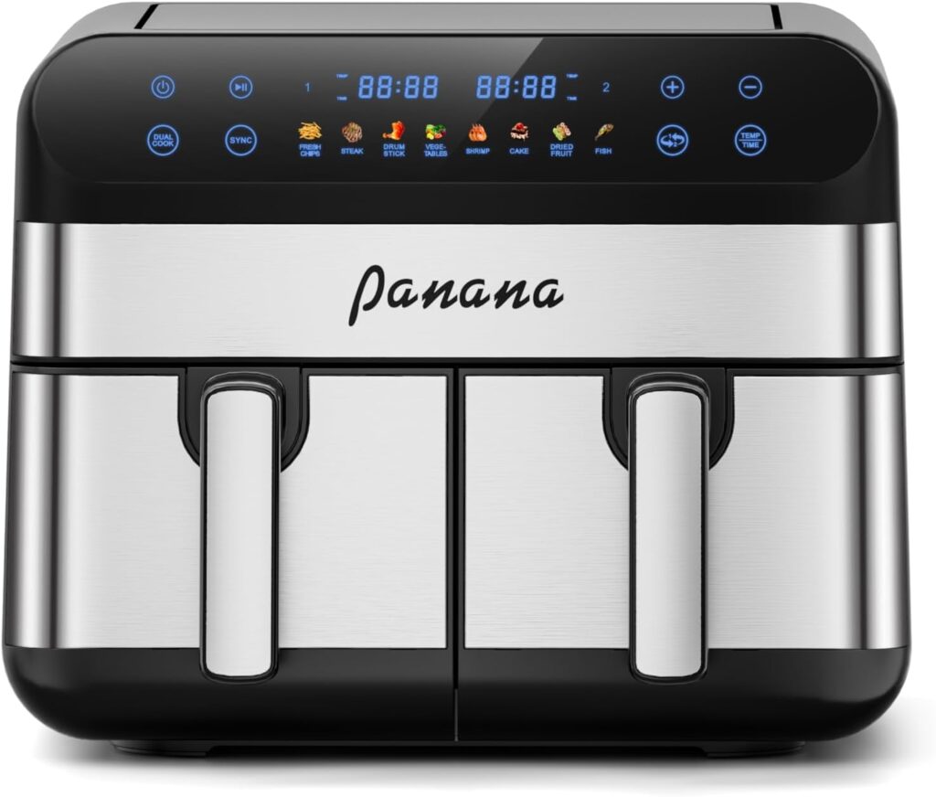 Panana Air Fryer 9.5 Quart Air Fryer with Dual Basket for Quick and Easy Meals, 8 Pre-set Function Air Fryer for Family and Childern, Christmas Gift New Year Gift