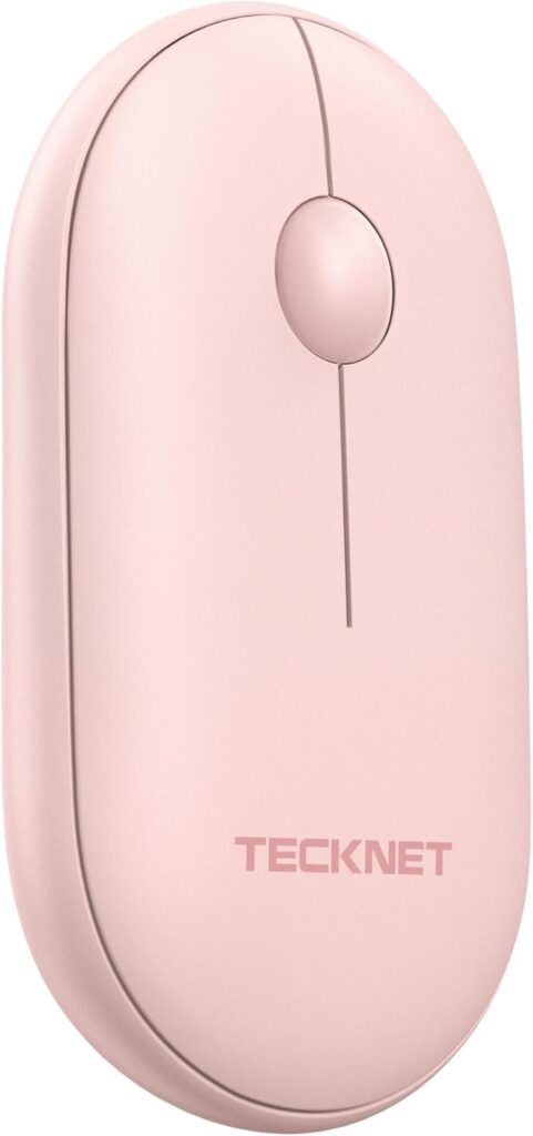 TECKNET Bluetooth Mouse, 2.4G Silent Wireless Mouse for 2 Modes(BT3.0/5.0+2.4Ghz), Contoured Grip with USB Receiver, Quiet Click Portable Compatible with PC, Chromebook, Mac – Pink