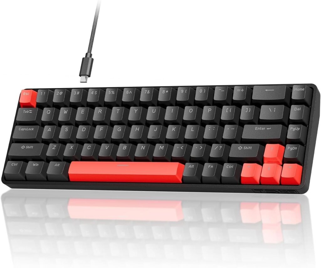 TMKB HE Hall Effect Keyboard, Magnetic Gaming Keyboard with Adjustable Actuation, 8000Hz Polling Rate, 60% Compact Hot-Swappable for PC FPS RTS Gamers (Black/Red)