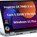 Dell Inspiron 14 7440 2-in-1 Laptop (14″ FHD+ Touchscreen, Intel Core 5 120U (> i7-1355U), 32GB DDR5, 1TB SSD), for Creator, Designer, 10-Hr Long Battery Life, Backlit, Win 11 Pro w/ AI Copilot