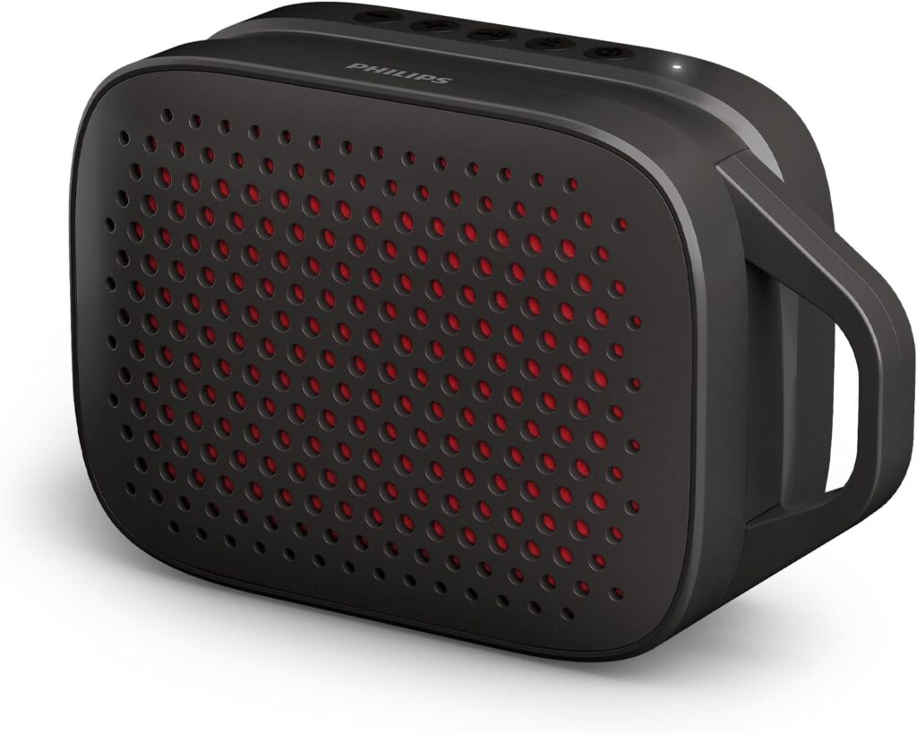 PHILIPS S1209 Portable Bluetooth Speaker,Wireless Speakers with Extra Bass,Quality Sound,12 H Battery,TWS Pairing,Support Stereo Sound,Bluetooth 5.3,IPX4 Waterproof,for Indoor & Outdoor,Small,Black