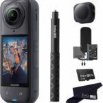 Insta360 X5 Basic Bundle-8K Waterproof 360 Action Camera with 1/1.28″ 48MP Sensors, 8K 360 HDR Video, 72MP 360 Photo, 4K Single-Lens |Bundle Includes Selfie Stick, Lens Cap (512GB)