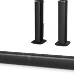 Wohome 2.2 Sound Bar for TV with Built-in Subwoofers, 32 Inches Detachable Soundbar Speaker, Bluetooth 5.3/Optical/AUX/USB Connection (Black)