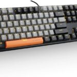 E-YOOSO Z-14 Mechanical Gaming Keyboard 104 Key, Red Switch Full-Size Computer Keyboards, Solid Yellow Backlit Mechanical Keyboard for PC Gamer, Black