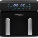 Holstein Housewares 9.5 QT Dual Basket Digital Air Fryer, Independent Controls – Non-Stick, Healthy Cooking with Less Oil, 8 Presets, Fry, Roast, Bake & Grill, LED Display & Dishwasher-Safe Parts