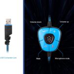 SADES SA902 Stereo Gaming Headset 7.1 USB Surround Sound PC Headsets Over-Ear Gaming Headphones with Microphone LED Light Black Blue