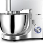 COOKLEE Stand Mixer, 9.5 Qt. 660W 10-Speed Electric Kitchen Mixer with Dishwasher-Safe Dough Hooks, Flat Beaters, Wire Whip & Pouring Shield Attachments for Most Home Cooks, Silver