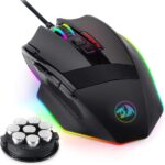 Redragon M801 Gaming Mouse, RGB PC Gaming Mouse MMO with 9 Programmable Buttons Macro Recording, 16000 DPI, Fire Button for Gaming Windows Computer – Wired, Black