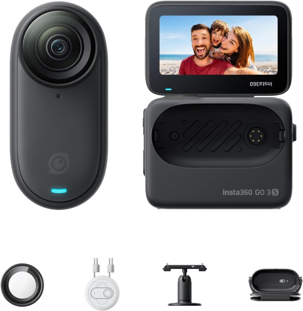Insta360 GO 3S – 64 GB Black 4K Tiny Portable Vlogging Camera, Hands-Free POVs, Mount Anywhere, 140 Min Battery Life, 10m Waterproof, Pet POV